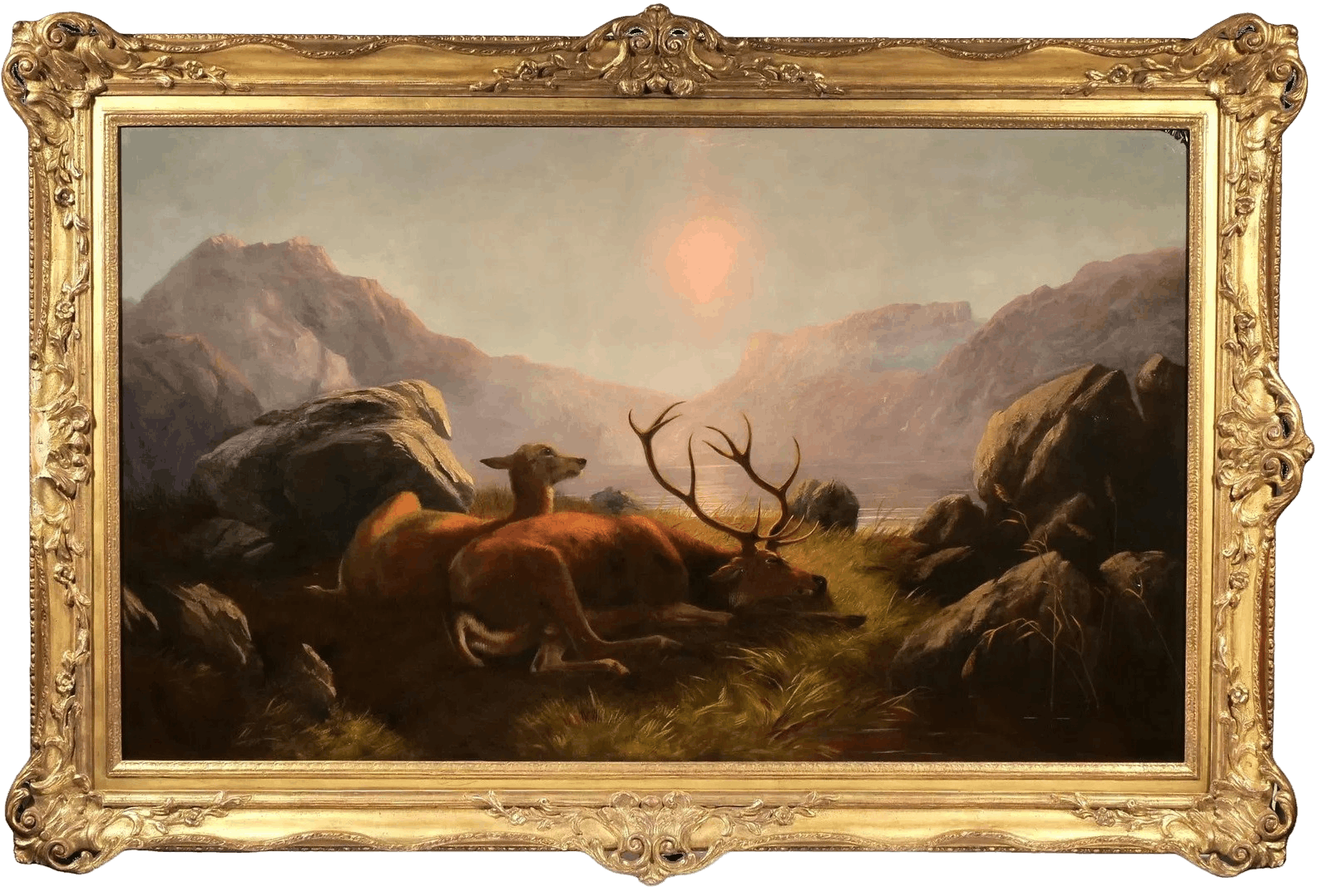 Stag and Doe Before Sunset by Arthur Fitzwilliam Tait